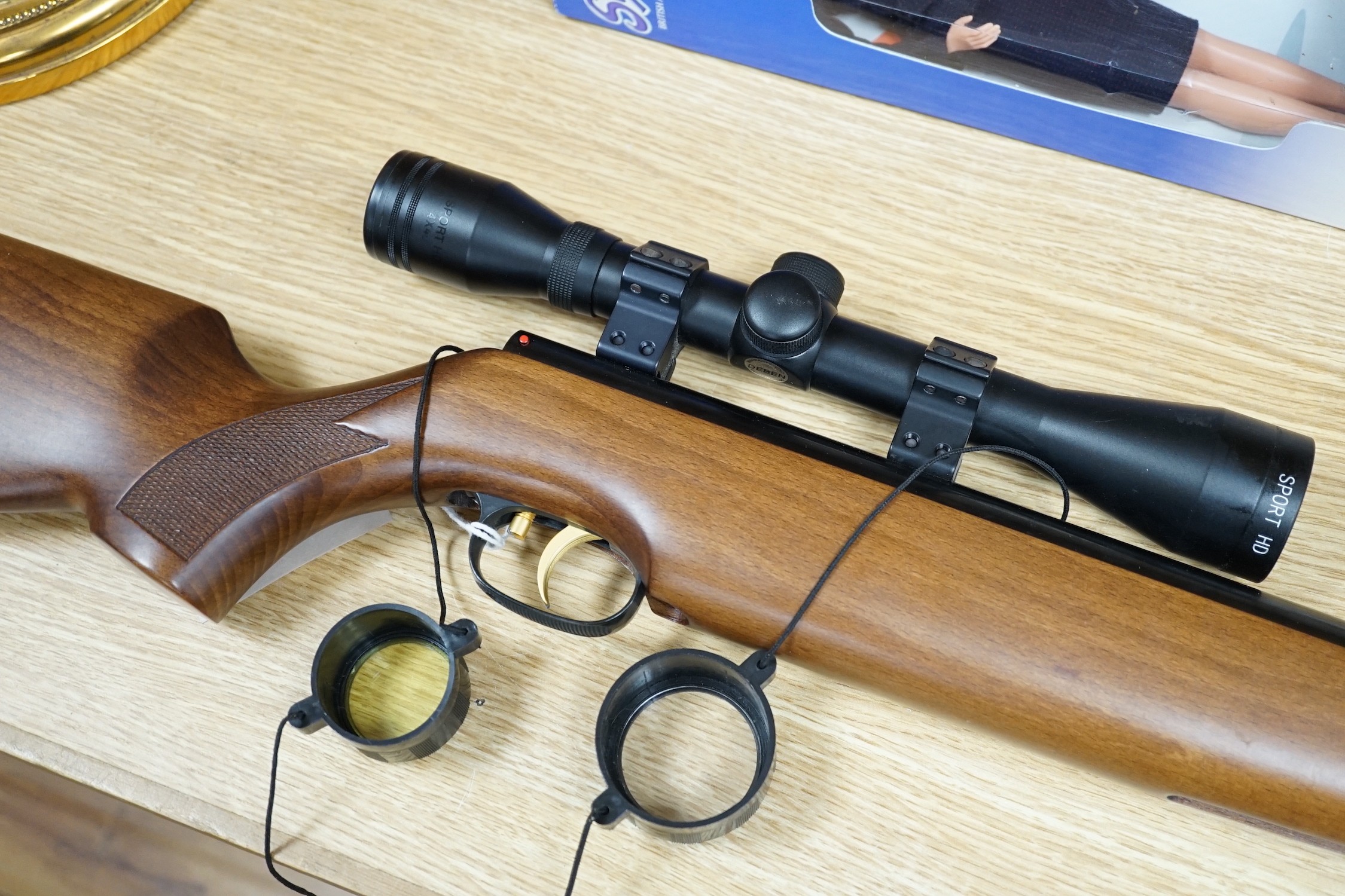 A Weihrauch HW95 air rifle, 0.22 cal, with Hawke Sport HD 4x20 scope
